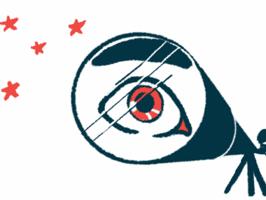 An eye is shown, highlighted by a telescope pointed to the sky, with stars also showing.