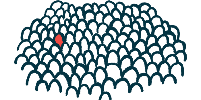A single person highlighted in red stands out in a crowd in this illustration of rare.