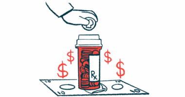 Funding illustration shows a hand holding a coin above a pill bottle that's surrounded by dollar signs.