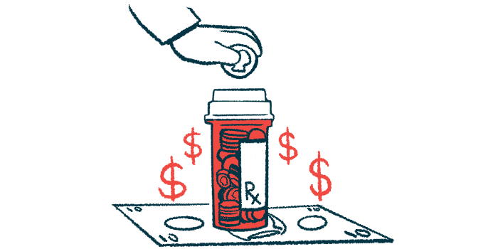 Funding illustration shows a hand holding a coin above a pill bottle that's surrounded by dollar signs.