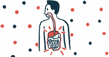 An illustration highlights the human digestive system, and the liver, in the body of a person.