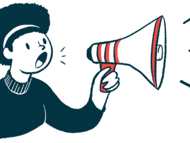 A woman speaks into a megaphone.