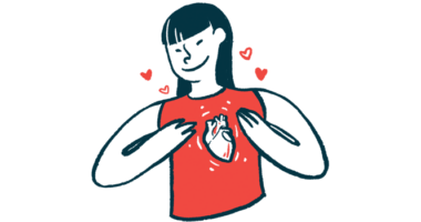 An illustration of heart health shows a smiling woman with her heart visible on her chest.